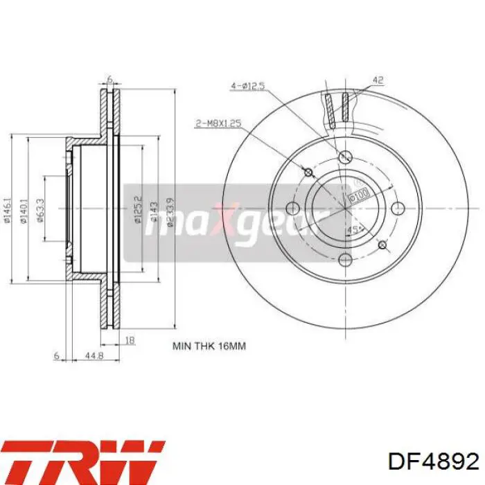 Диск гальмівний передній Maxgear 191302