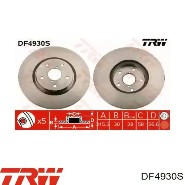 DF4930S TRW Гальмо дискове переднє