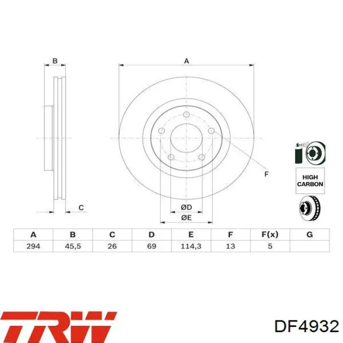 Купити DF4932 TRW Ротор гальмівний