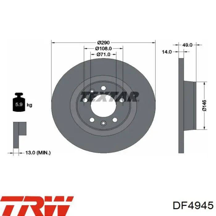 Гальмівні диски DF4945 TRW