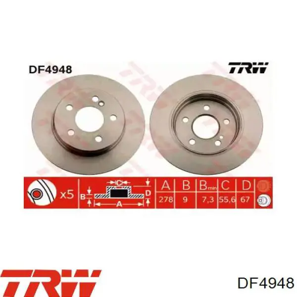 Задні дискові гальма TRW DF4948 ціна, від 33.89 USD