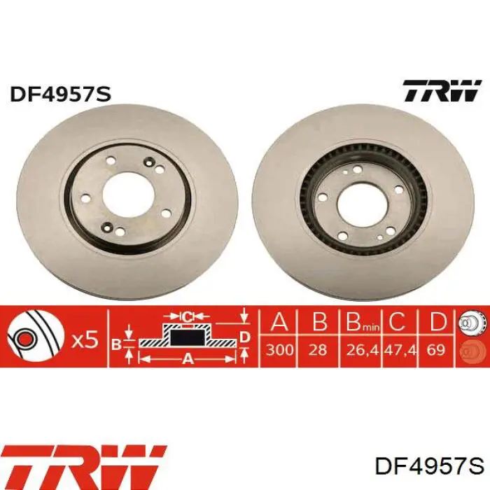 DF4957S TRW диск гальмівний передній