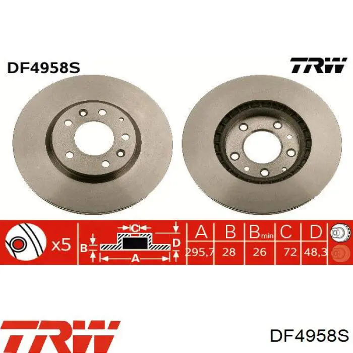 DF4958S TRW диск гальмівний передній