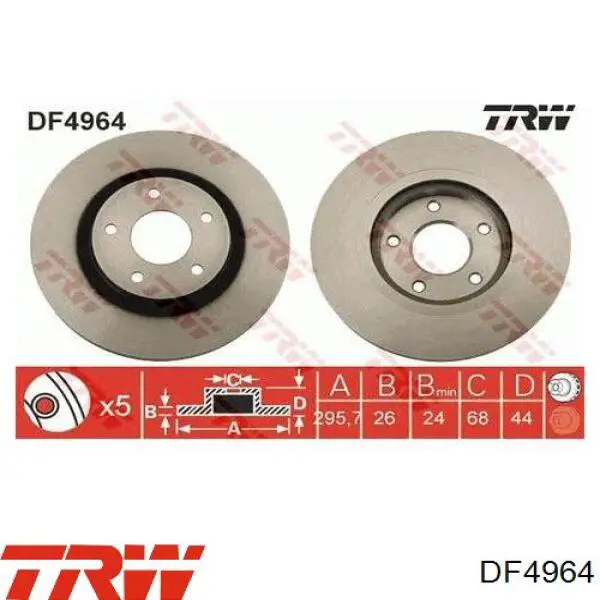 DF4964 TRW диск гальмівний передній