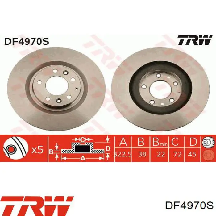 Диск переднього гальма TRW DF4970S ціна, від 59.85 USD