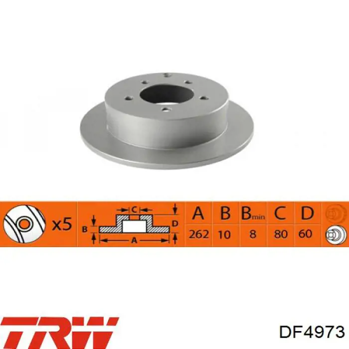 Диск гальмівний задній TRW DF4973