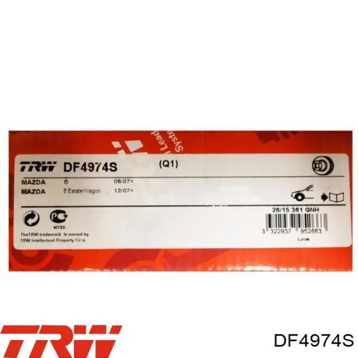 Диск переднього гальма TRW DF4974S ціна, від 58.13 USD