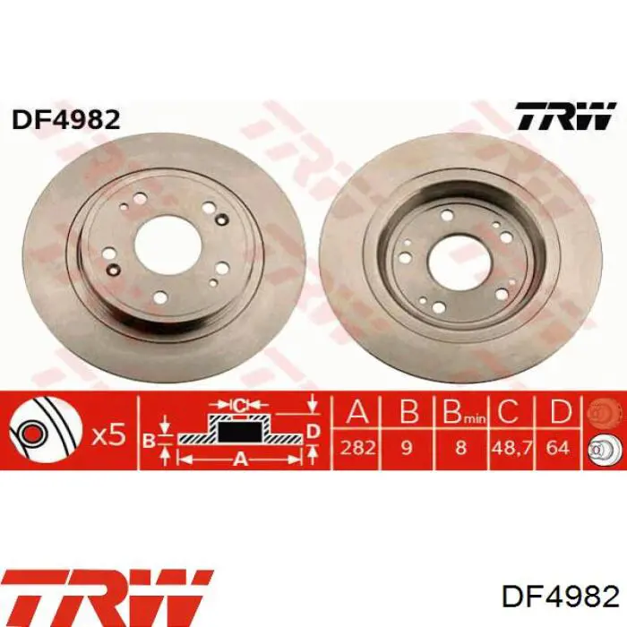 DF4982 TRW диск гальмівний задній