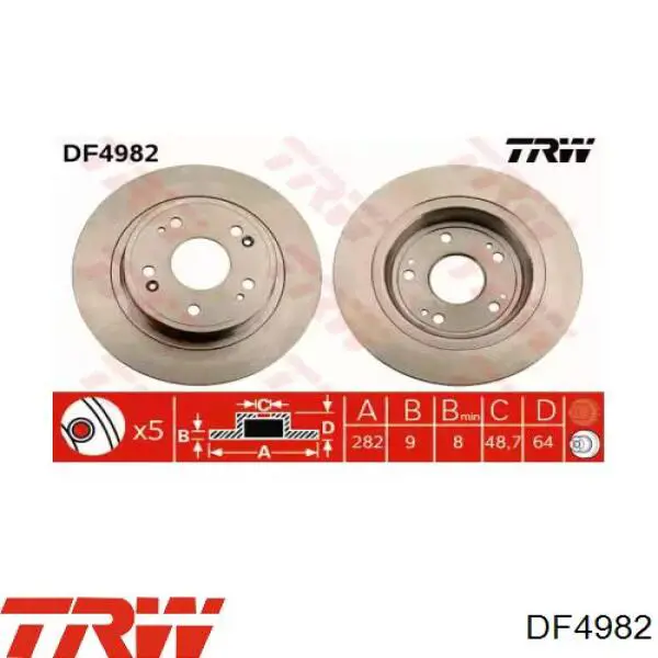 Купити DF4982 TRW Диск заднього гальма