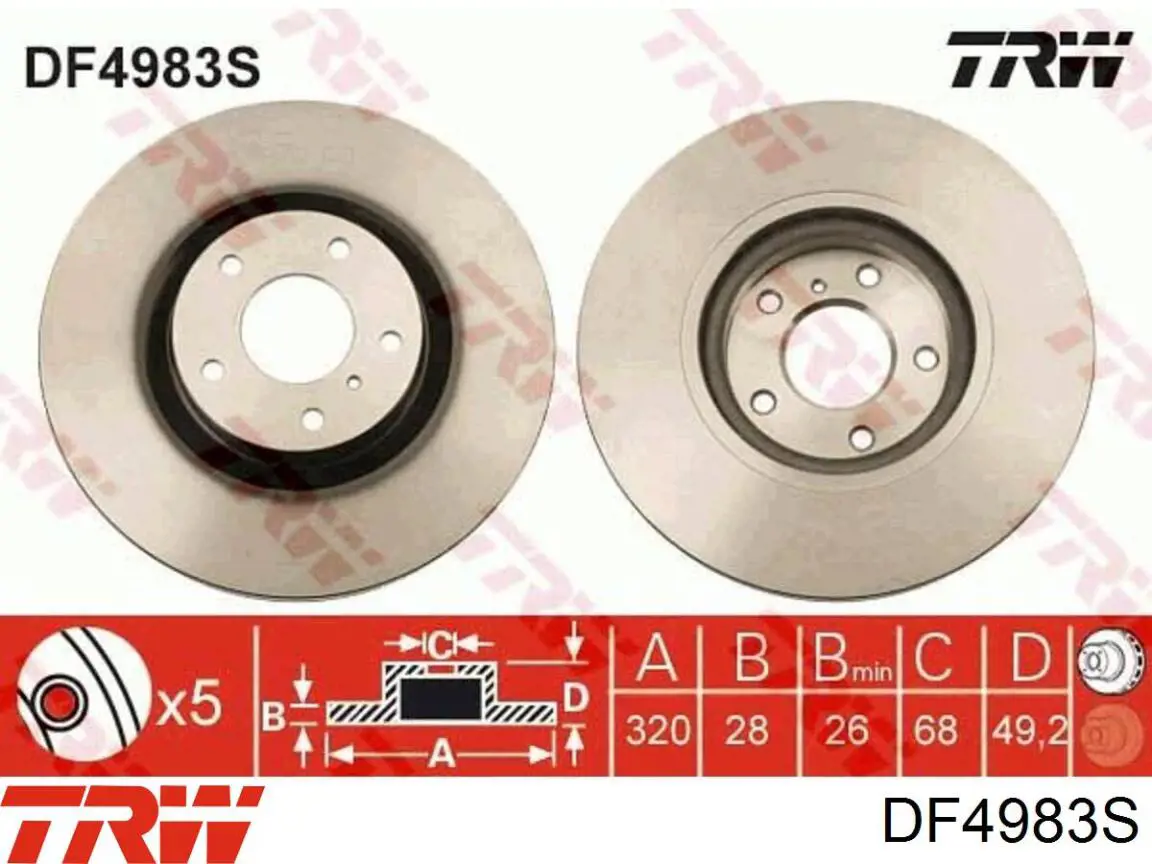 DF4983S TRW диск гальмівний передній