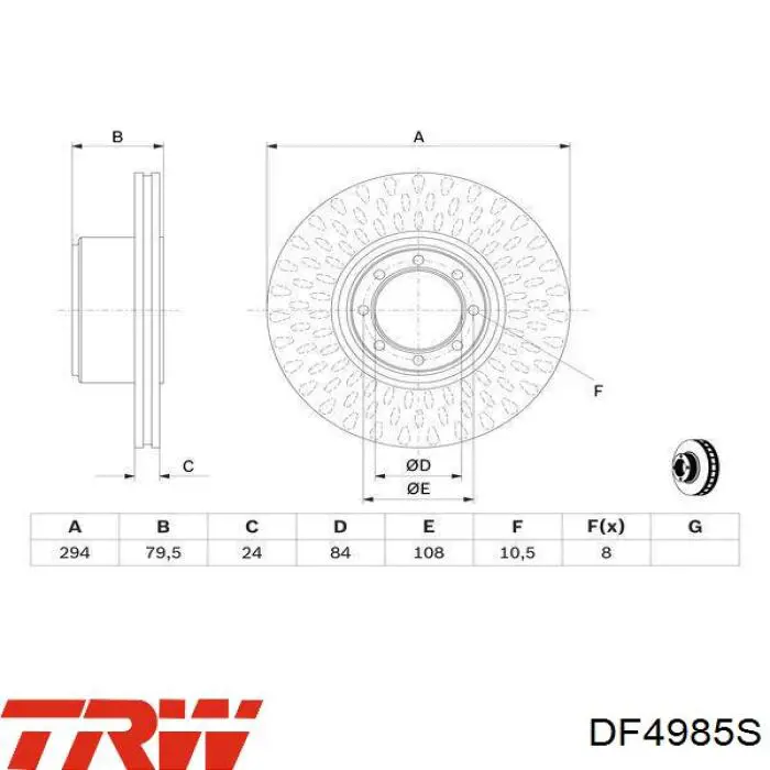 Диск гальмівний задній TRW DF4985S