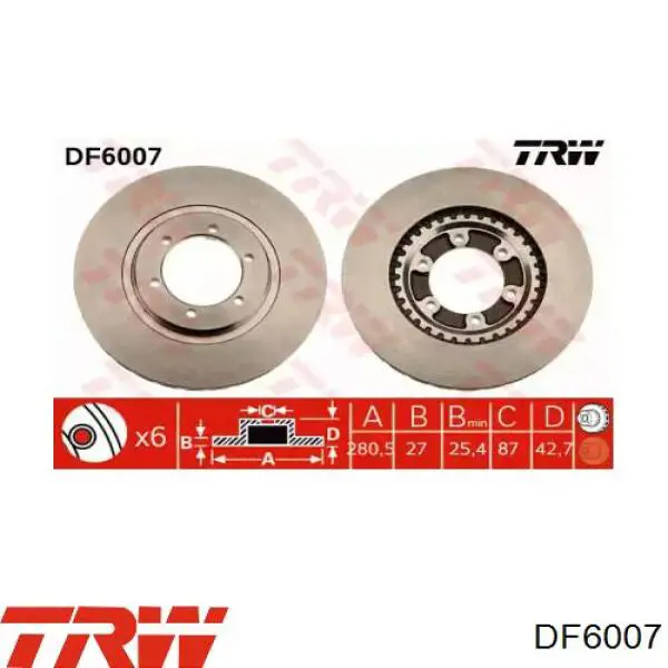 DF6007 TRW диск гальмівний передній