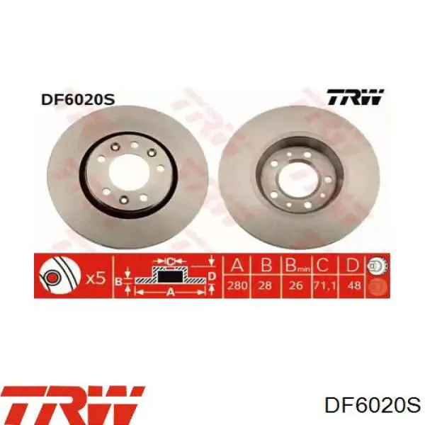 DF6020S TRW диск гальмівний передній