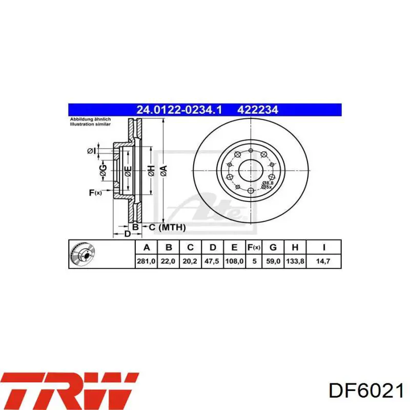 Купити DF6021 TRW Диск заднього гальма