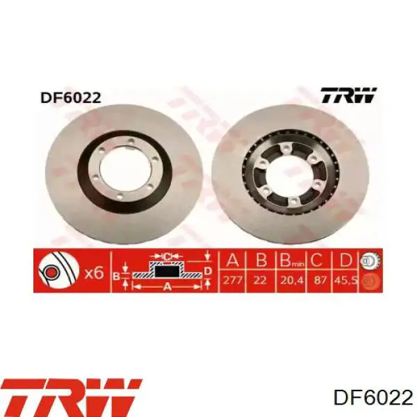 DF6022 TRW диск гальмівний передній
