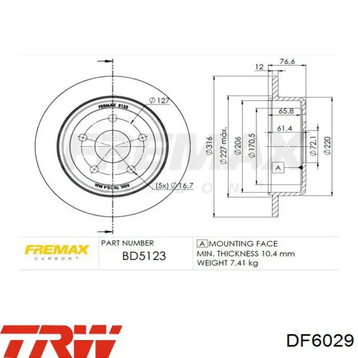 DF6029 TRW Дискові гальма
