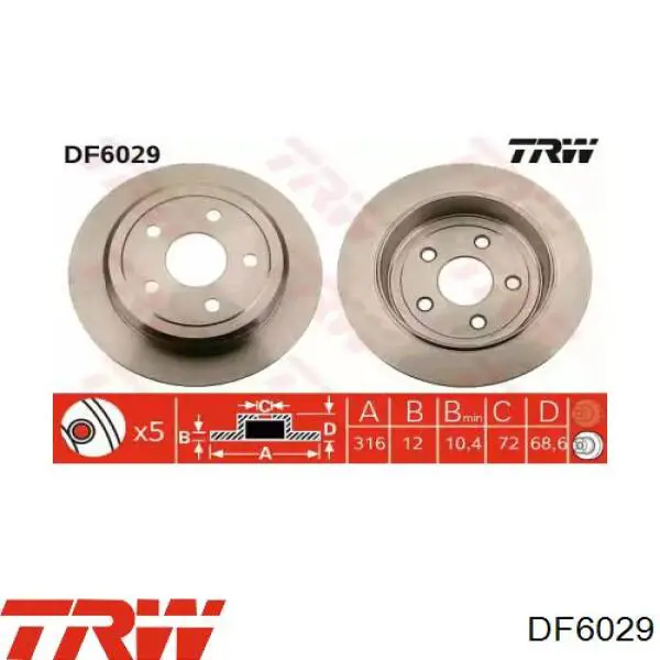 Задні дискові гальма TRW DF6029 ціна, від 46.60 USD