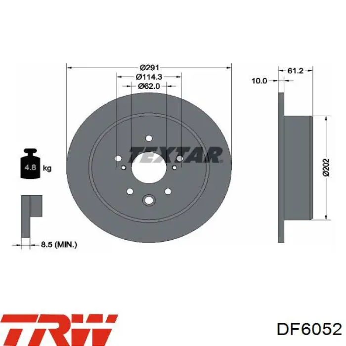 Диск гальмівний задній TRW DF6052