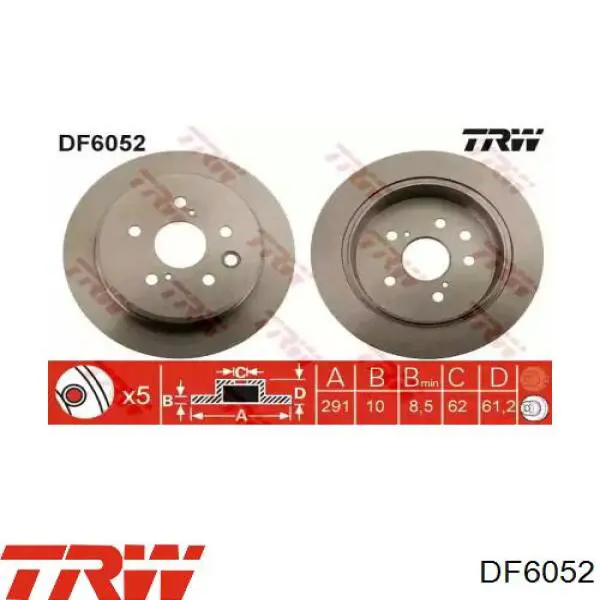 Задні дискові гальма TRW DF6052 ціна, від 39.42 USD