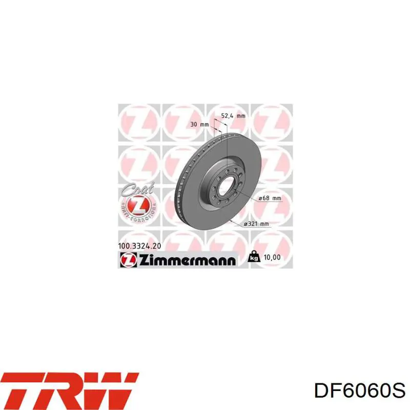 Диск гальмівний передній TRW DF6060S