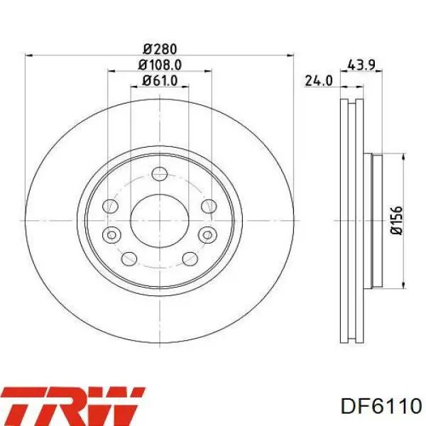 Гальмівні диски передні DF6110 TRW