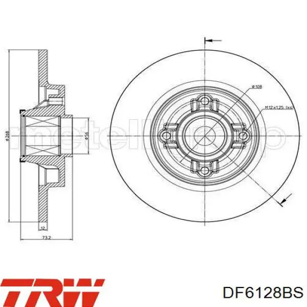 Задні дискові гальма TRW DF6128BS ціна, від 103.79 USD