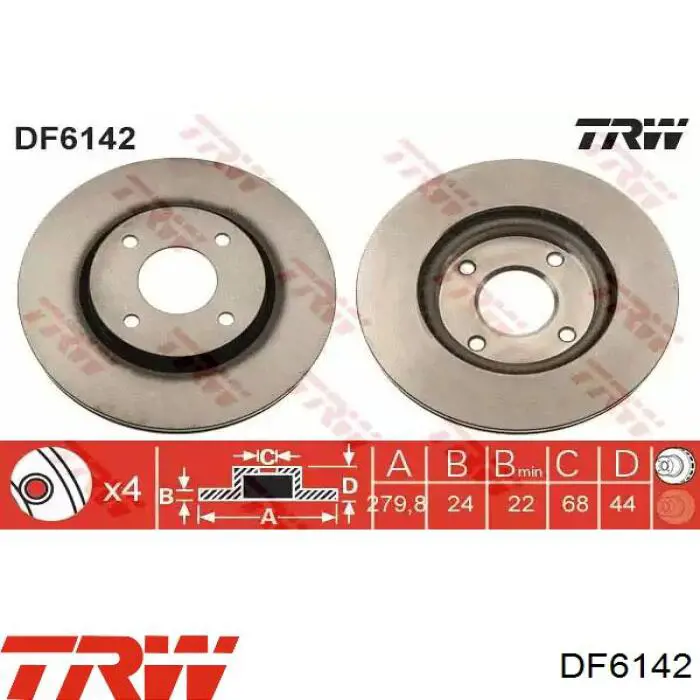 DF6142 TRW диск гальмівний передній