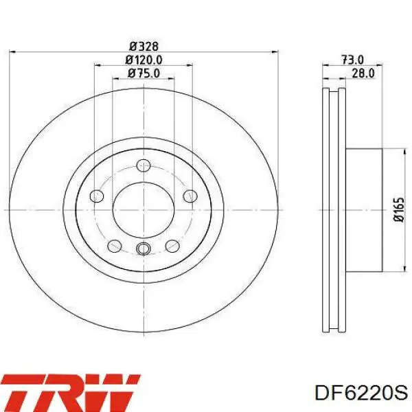 Гальмівні диски передні DF6220S TRW