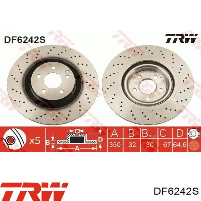 DF6242S TRW диск гальмівний передній