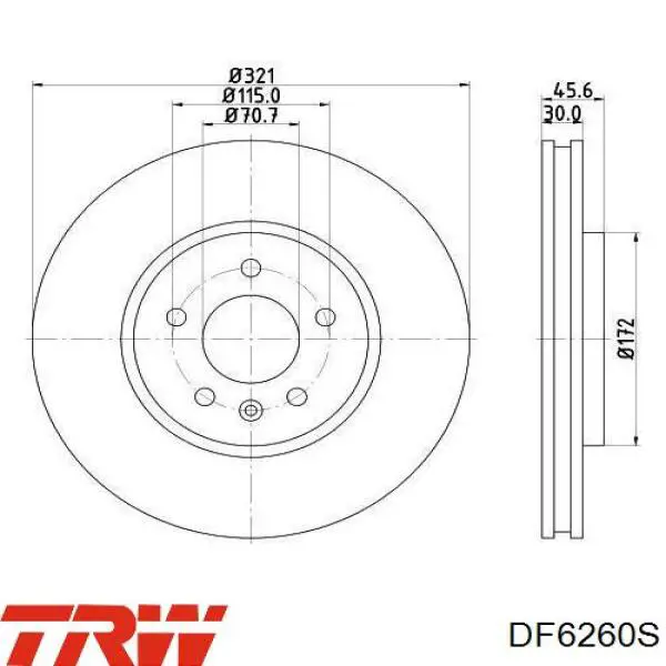 Гальмівні диски передні DF6260S TRW