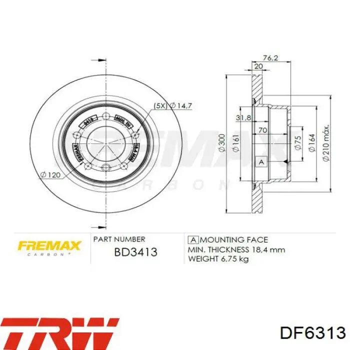 Гальмівні диски DF6313 TRW