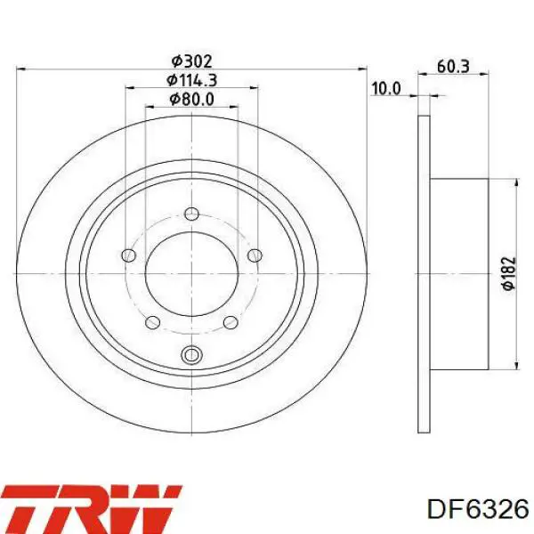 Купити DF6326 TRW Диск заднього гальма