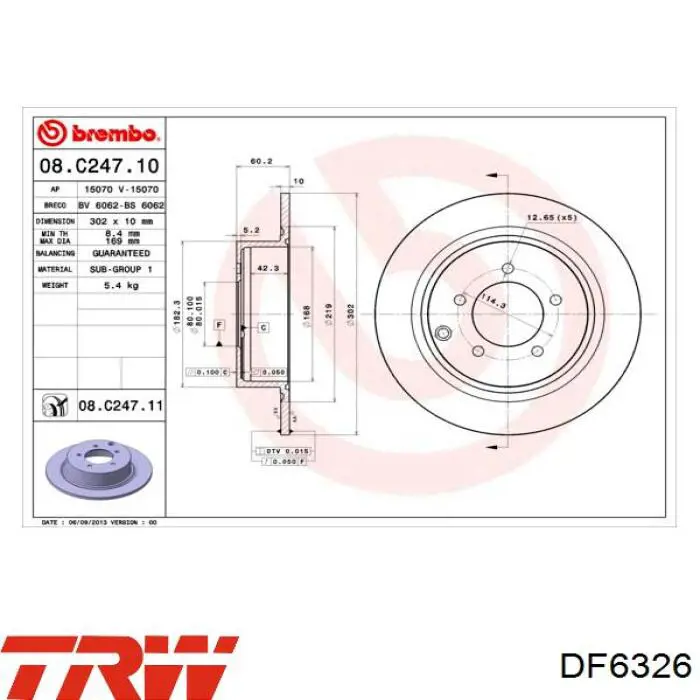 Гальмівні диски DF6326 TRW