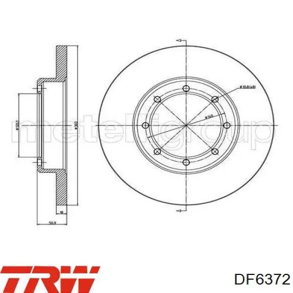 Диск гальмівний задній TRW DF6372