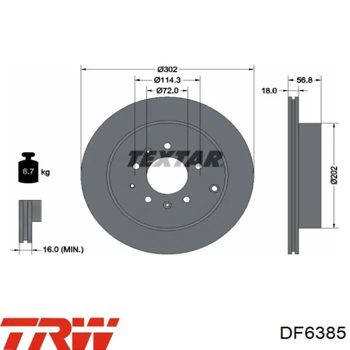 Задні дискові гальма TRW DF6385 ціна, від 48.70 USD