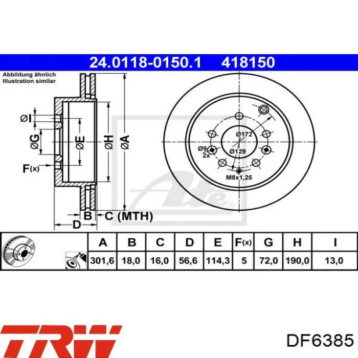 Купити DF6385 TRW Диск заднього гальма