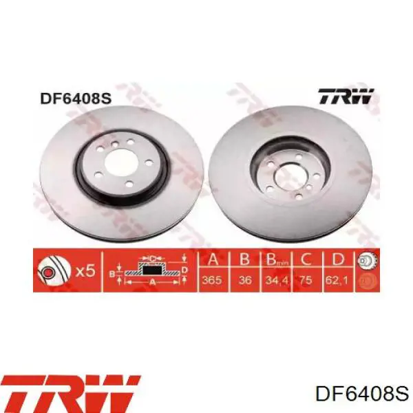 DF6408S TRW Гальмо дискове переднє