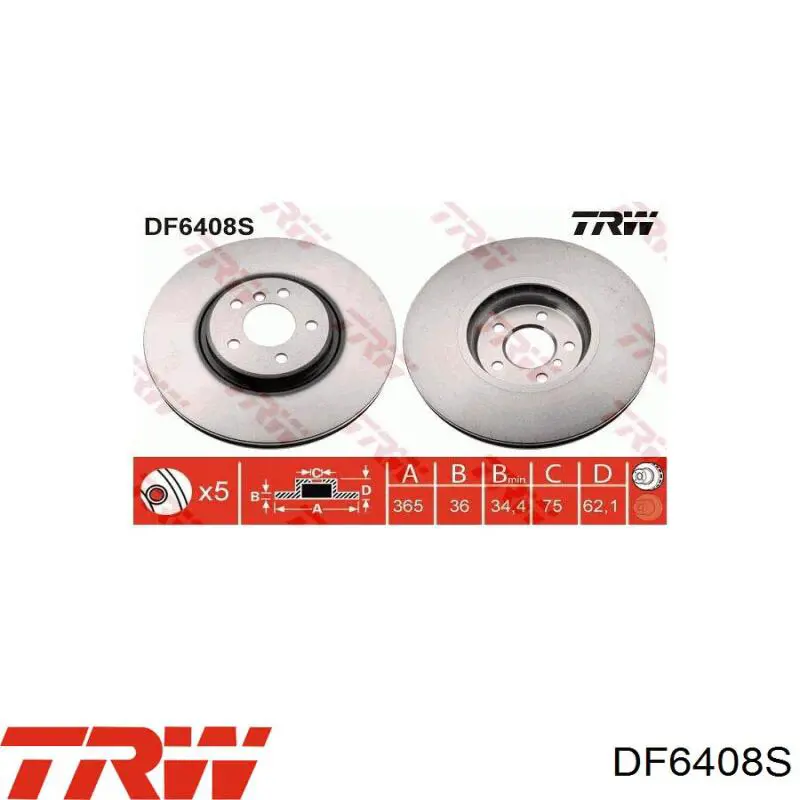 Диск гальмівний передній TRW DF6408S