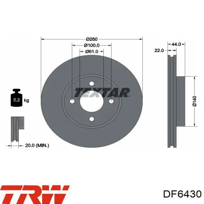 Купити DF6430 TRW Ротор гальмівний