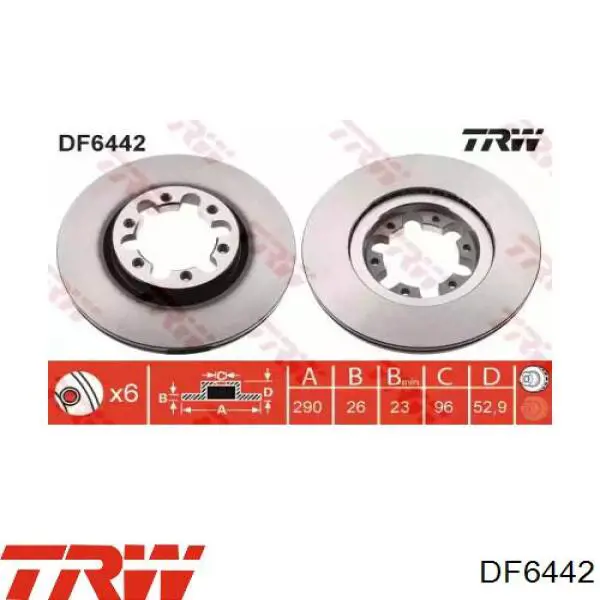 Диск гальмівний передній DF6442 TRW