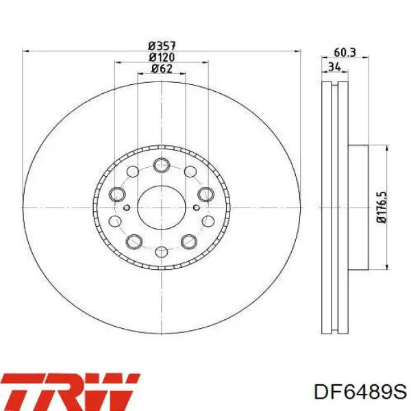 DF6489S TRW диск гальмівний передній