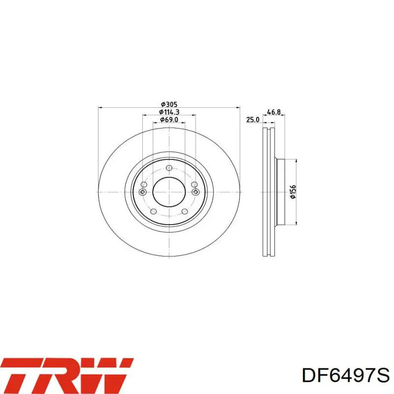 Гальмівні диски передні DF6497S TRW