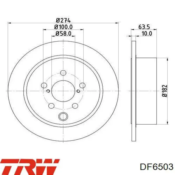 Диск гальмівний задній TRW DF6503