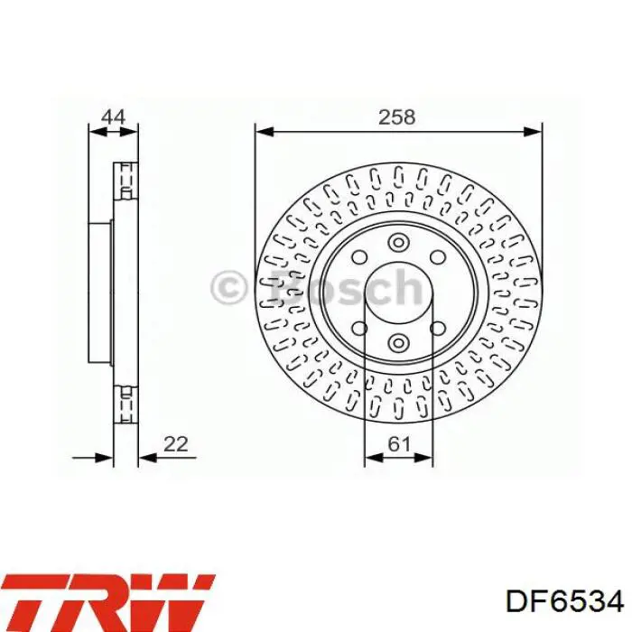 Диск гальмівний передній TRW DF6534
