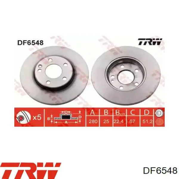 Диск переднього гальма TRW DF6548 ціна, від 44.05 USD