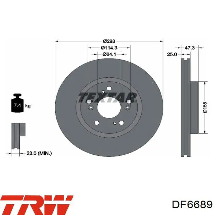 Диск переднього гальма TRW DF6689 ціна, від 54.63 USD