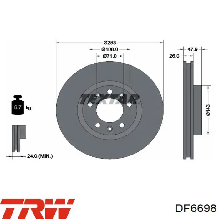 Диск переднього гальма Rotinger RT21646GL ціна, від 54.18 USD