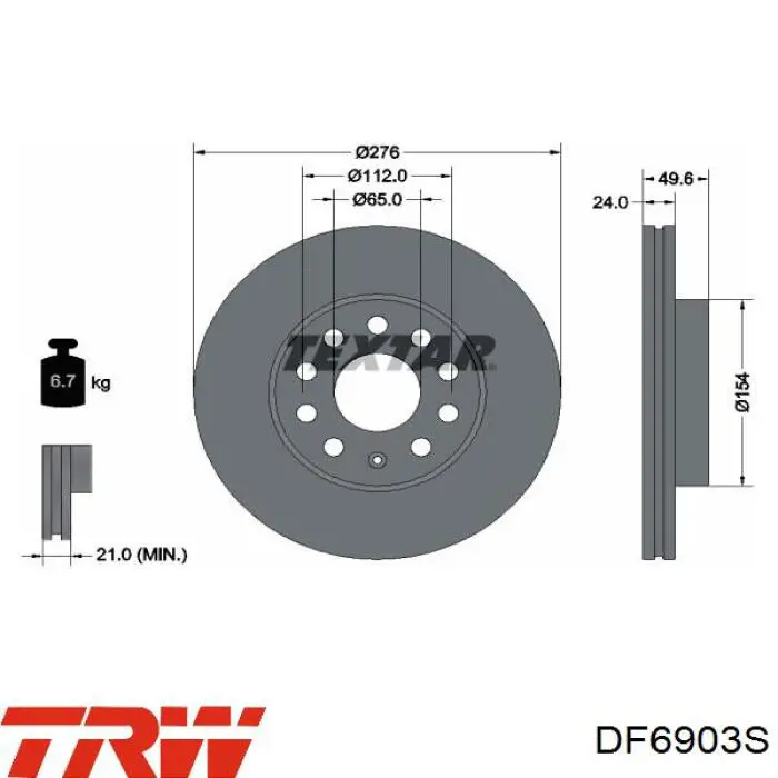 DF6903S TRW Гальмо дискове переднє