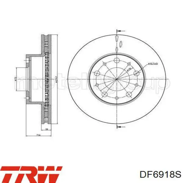 Диск переднього гальма TRW DF6918S ціна, від 48.48 USD