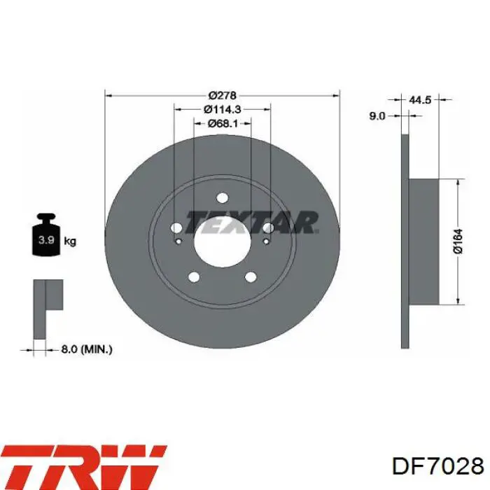DF7028 TRW диск гальмівний задній